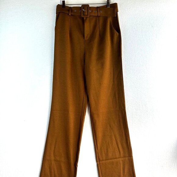 Remi x Revolve Pants Womens Medium Brown Danielle Belted Preppy Chic Lagenlook - Picture 1 of 12